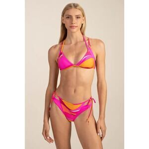 NEW Trina Turk Vivid Vista Layered Bikini Triangle Top Tie Bottom Size 8 $189